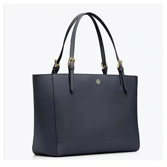 Tory Burch Tote Handbag Navy Blue Robinson - Picture 1 of 12